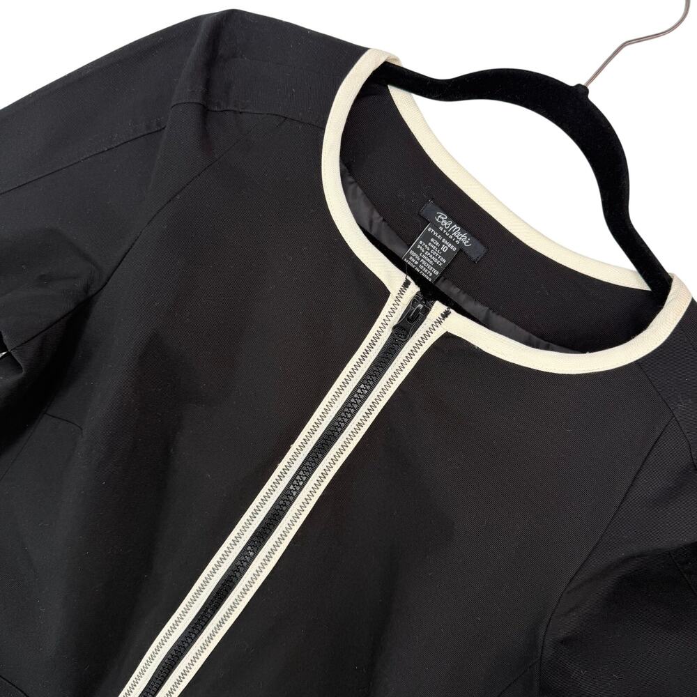 Bob Mackie Studio Black with Cream Trim Full Zip Blazer Jacket NWT 10